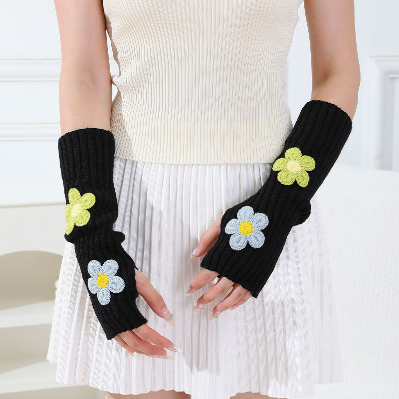 Fingerless Glove Knit - Y2k Accessoires Zoete Roze Bloem Halve
