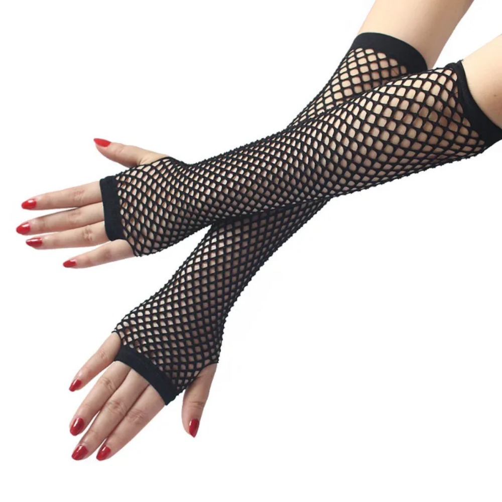 Neon visnet lange vingerloze h - Fingerless Glove Knit recensie en prijs