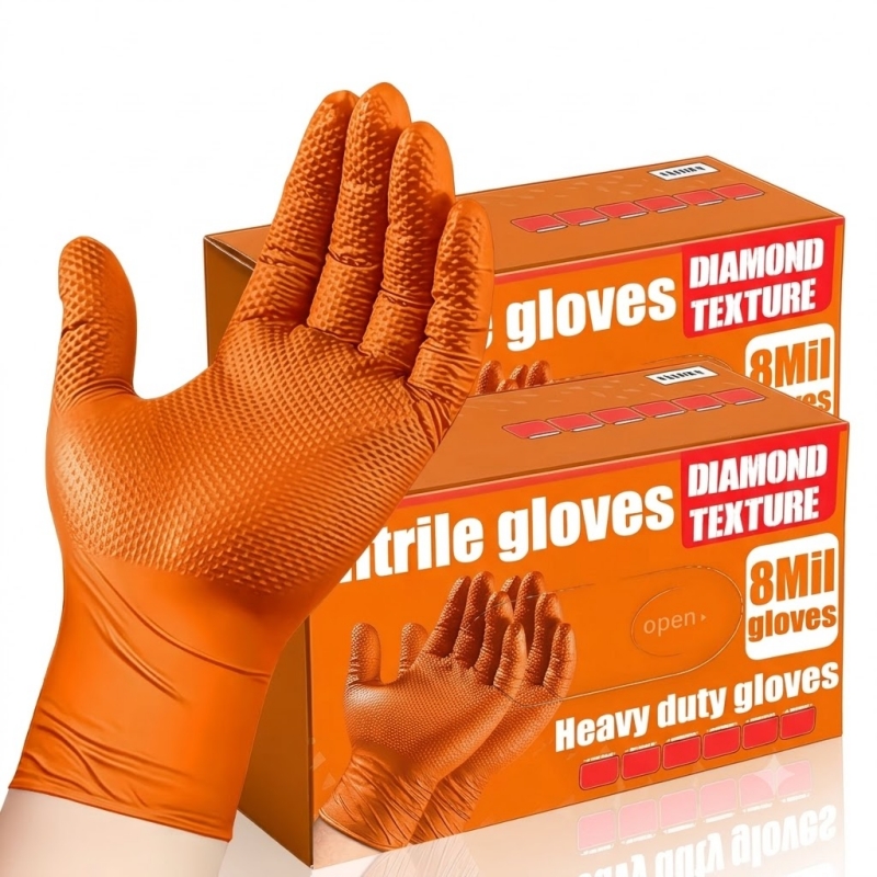 Zware oranje nitril handschoen - Nitrile Mechanic Glove recensie en prijs